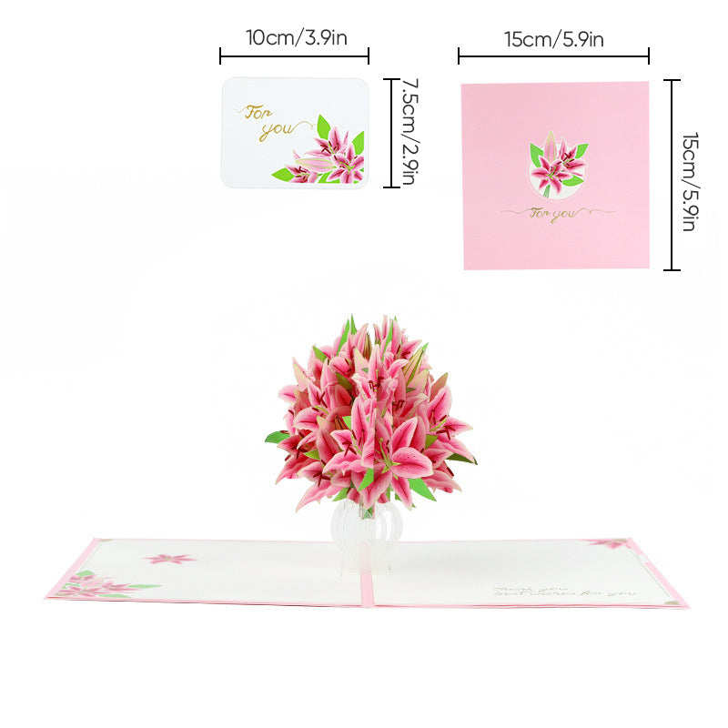 3D-pop-up-kort till mors dag med blommotiv, minnessak och detaljerad blommande design