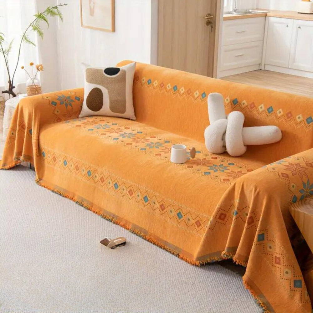 Boho Sofa Cover — Elegant Tassel Trim And Non-Slip Backing