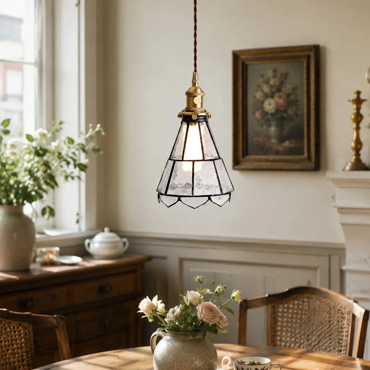 French Country Amber Rippled Glass Wall Fixture Finished In Warm Brass Hardware