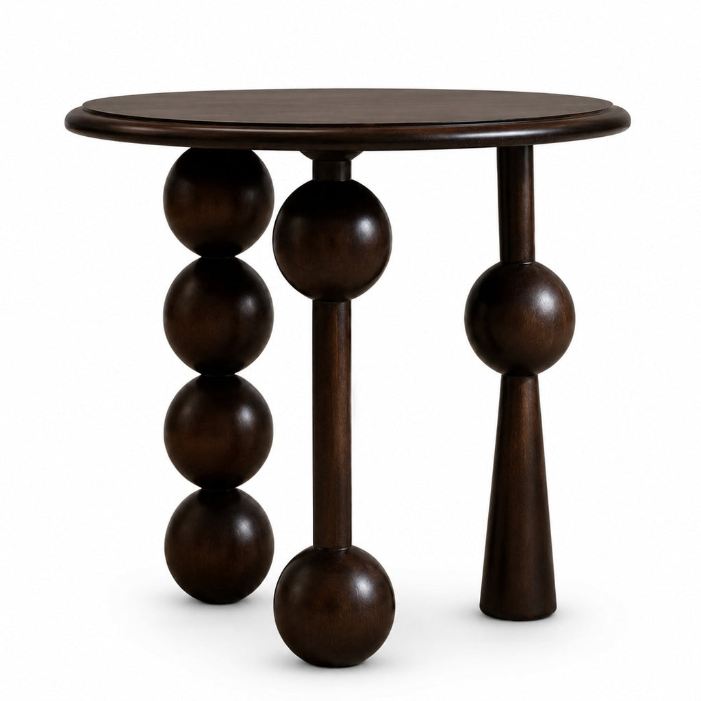 French Retro Style Round Side Table Solid Wood Compact Design for Living Room or Bedroom | ribuella