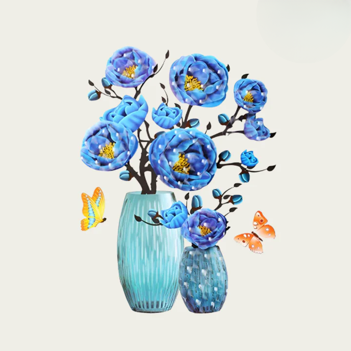 Selvklebende veggdekor med blomster- og sommerfuglklistremerker | ribuella