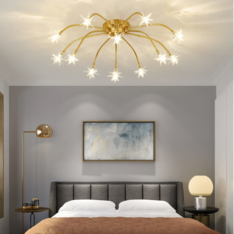 Arisha Art Deco Starry Glass Shade Flush Mount Ceiling Light