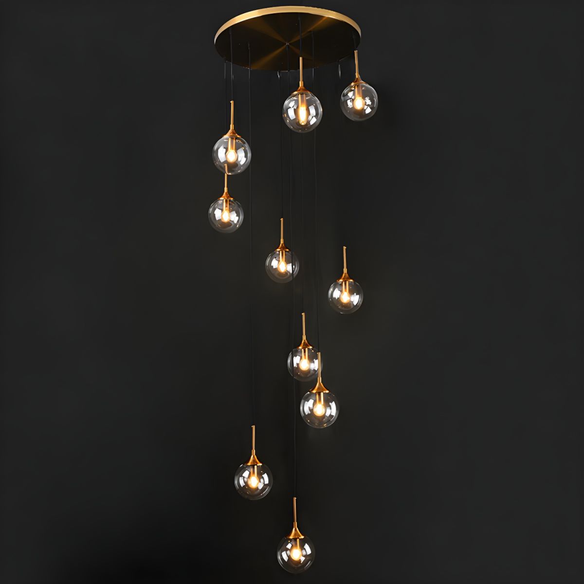 Valentina Modern Spiral Glass Ball Staircase Chandelier