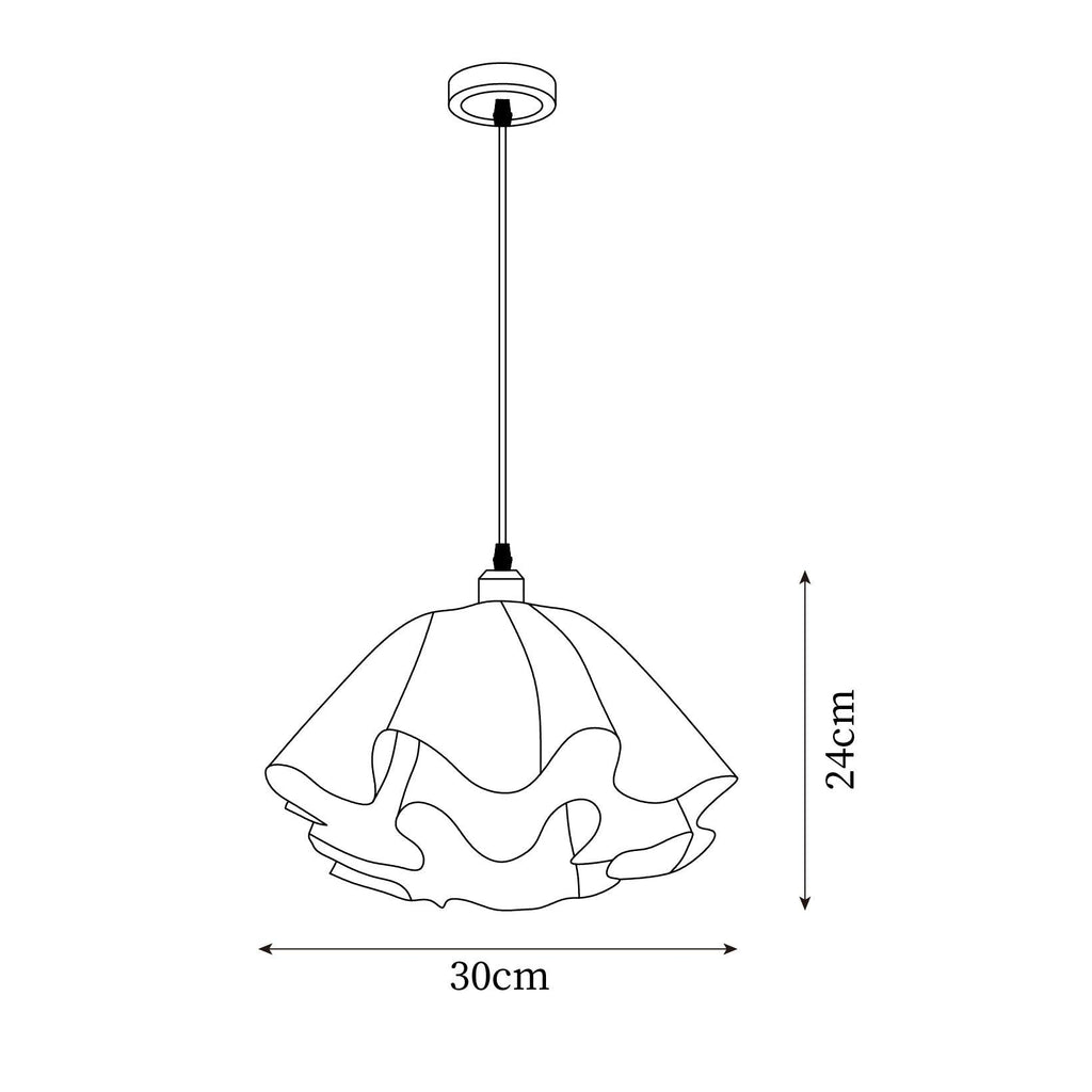 Gailon Pleated Pendant Lamp, Brass And White Finish, 30 Cm And 40 Cm Sizes