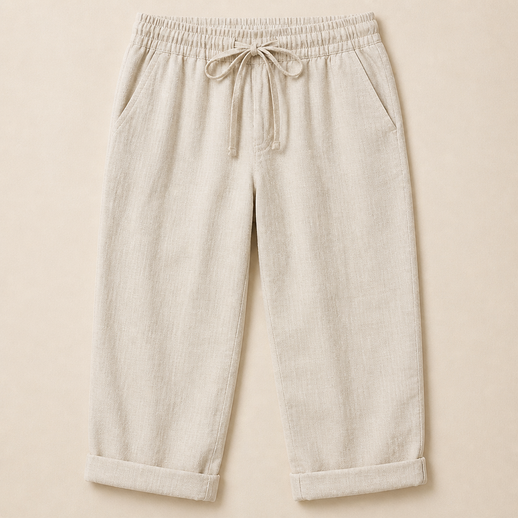 SenseLuxe – Airy Cotton-Linen Capri Pants Featuring Rolled Cuffs | ribuella