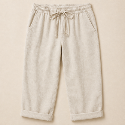 SenseLuxe – Airy Cotton-Linen Capri Pants Featuring Rolled Cuffs | ribuella