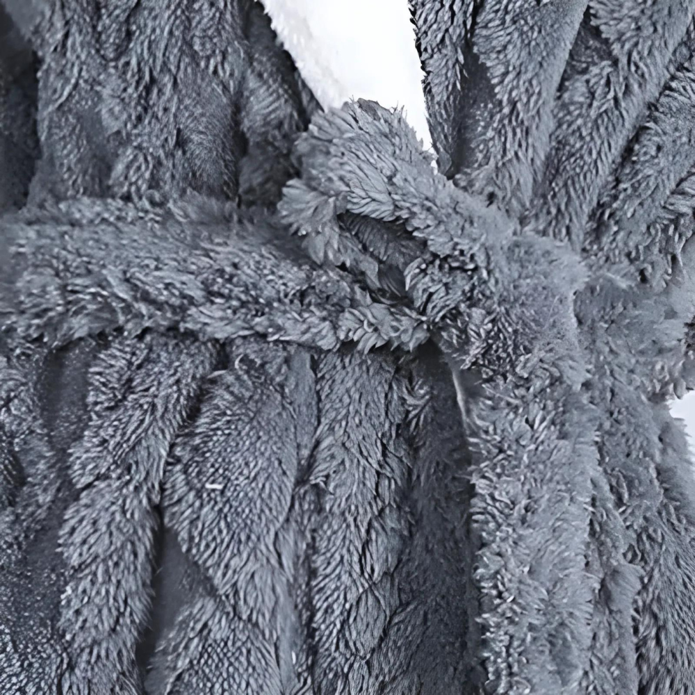 Long Warm Hooded Plush Dressing Gown — Practical Pockets Windproof Robe