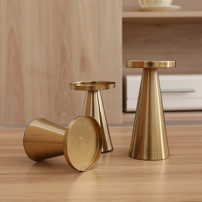 Trinity Elegance – Triad of Iron Cone Candle Holders | ribuella