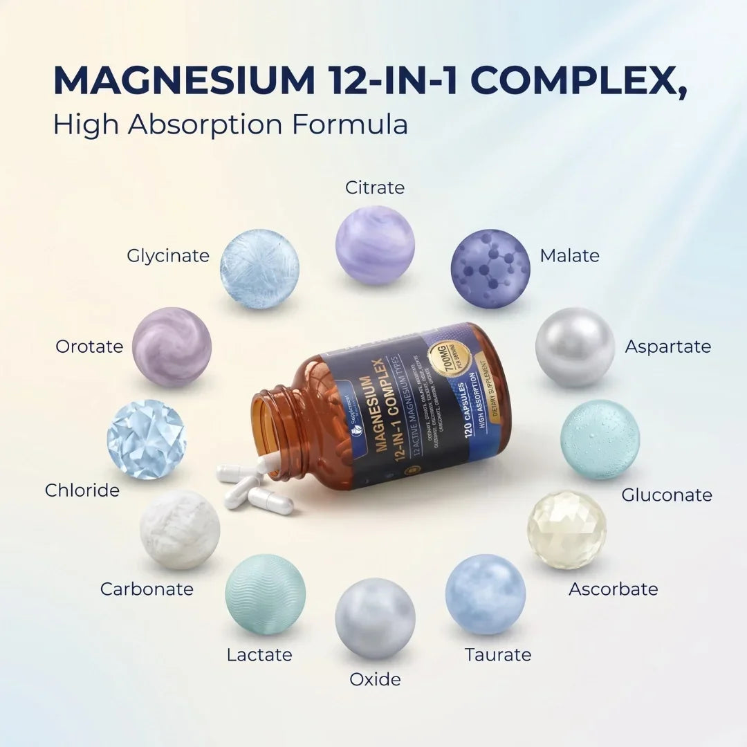 Formule de complément alimentaire au magnésium premium 12-en-1
