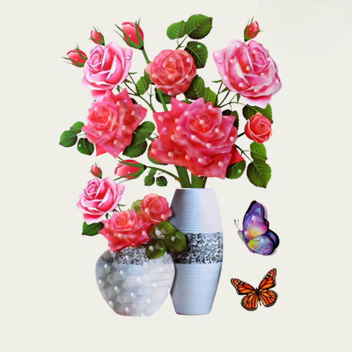Decoração de parede autocolante com autocolantes de flores e borboletas | ribuella