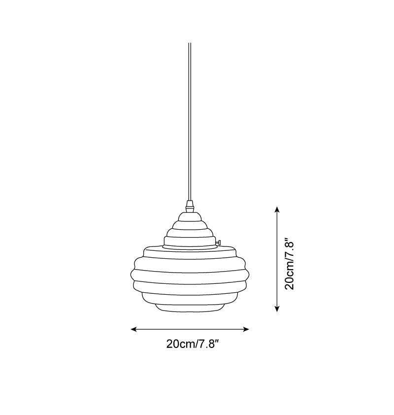 Gelato Pendant Lamp - Tiered Rippled Glass Shade Chrome Cap Red Or Beige