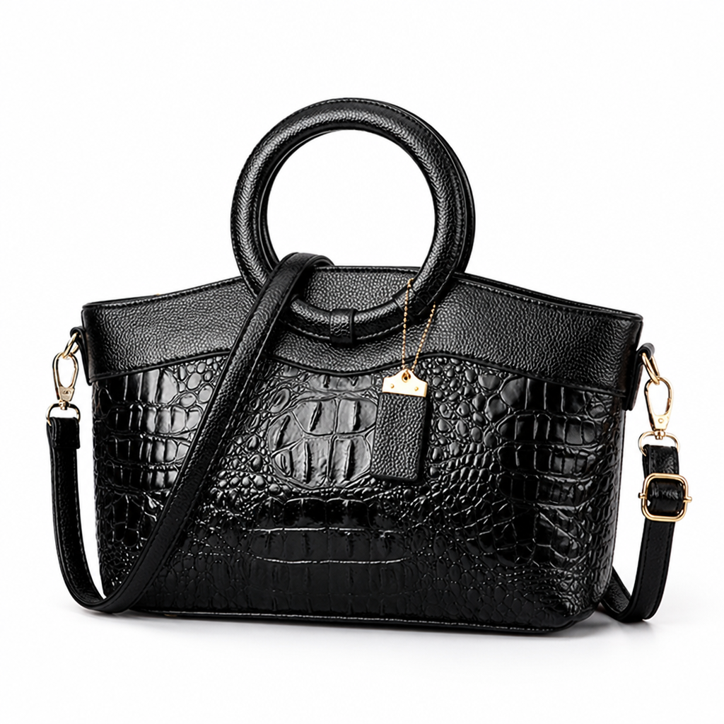 Structured Embossed Top-Handle Bag (Adjustable Strap) | ribuella