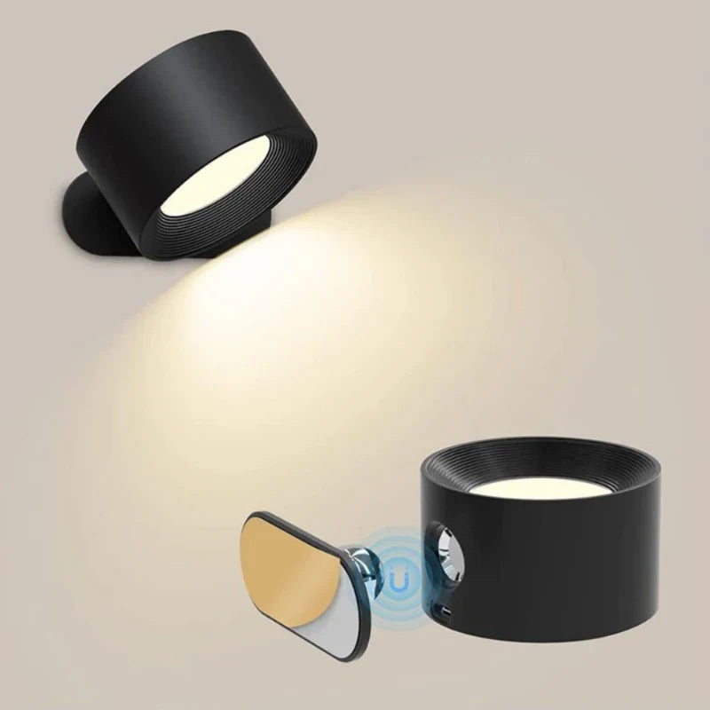 Magnetyczna bezprzewodowa lampa ścienna z regulacją jasności, ładowana, obracana o 360°