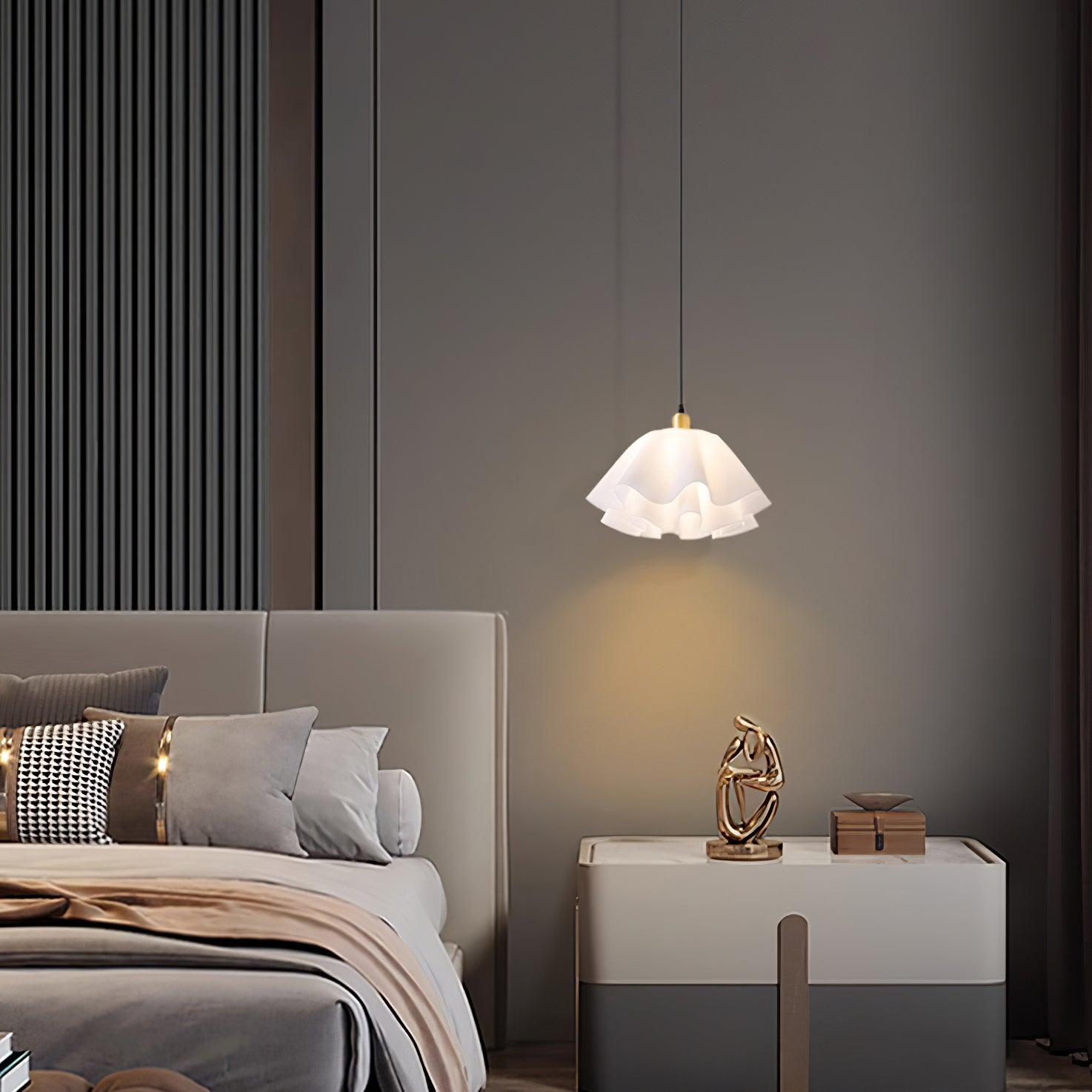 Gailon Pleated Pendant Lamp, Brass And White Finish, 30 Cm And 40 Cm Sizes