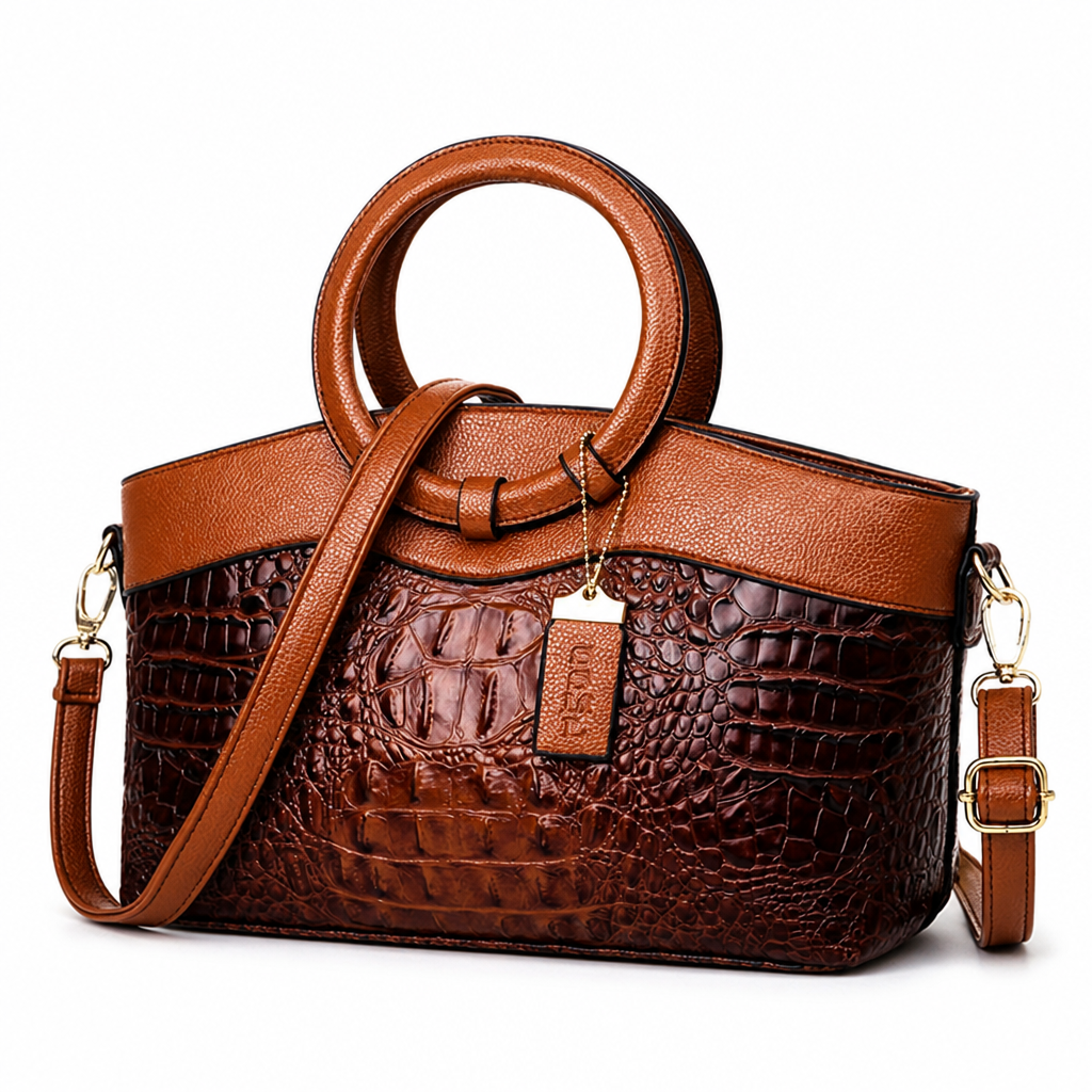 Structured Embossed Top-Handle Bag (Adjustable Strap) | ribuella