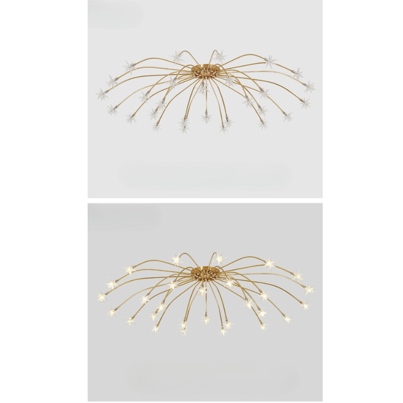 Arisha Art Deco Starry Glass Shade Flush Mount Ceiling Light