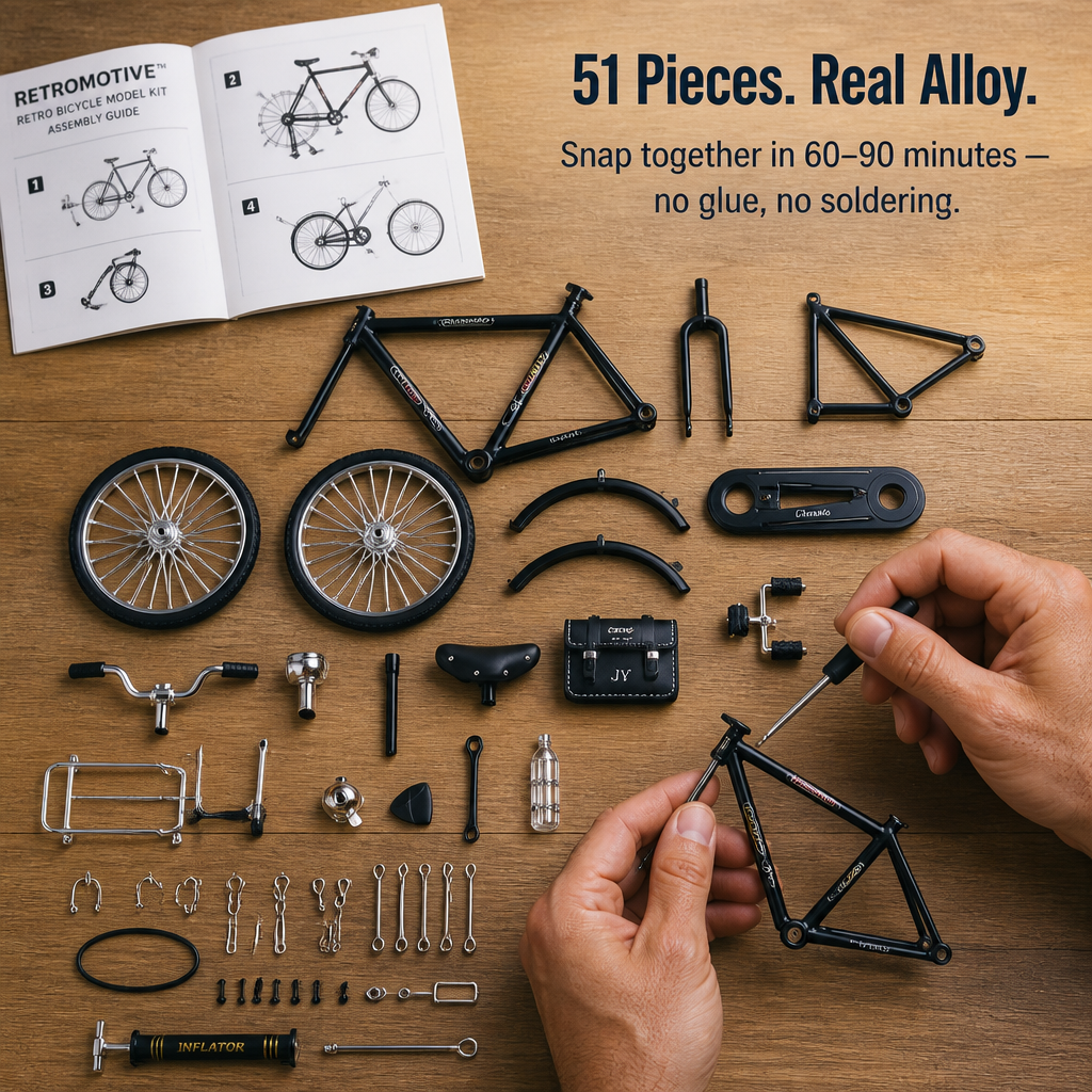 RetroMotive | Assemble a Functional 1:10 Classic Bicycle from 51 Alloy Components | ribuella