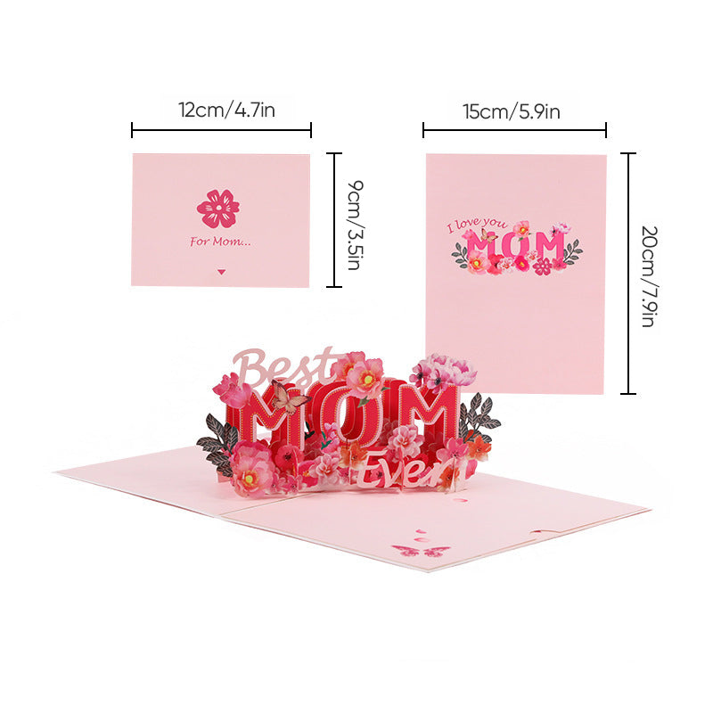 3D-pop-up-kort till mors dag med blommotiv, minnessak och detaljerad blommande design