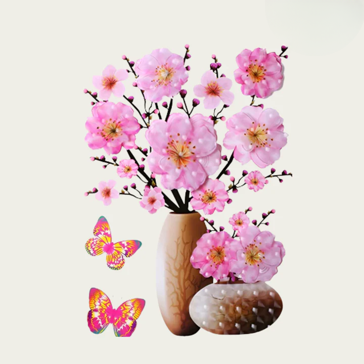 Decoração de parede autocolante com autocolantes de flores e borboletas | ribuella