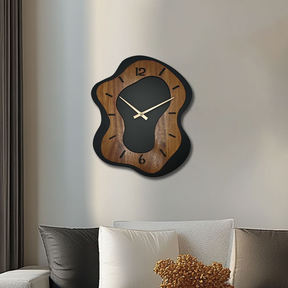 Unique Wooden Wall Clock with Irregular Design and Battery Operated | ribuella