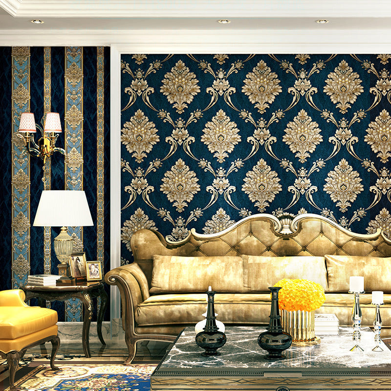 Self-Adhesive Vintage Damask Wallpaper with 3D Embossed Design | ribuella
