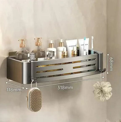 Self-Adhesive Aluminum Shelf Organizer for Bathroom Storage | ribuella