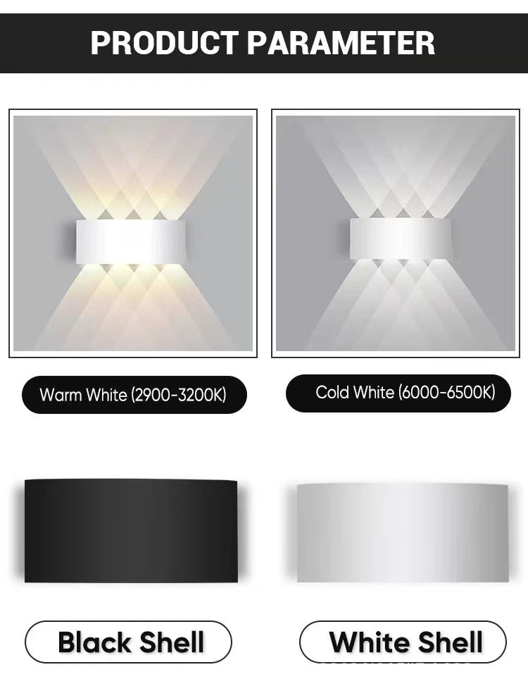 Tronix Rectangular Metal Outdoor Wall Lamp, Black White Water-Wave