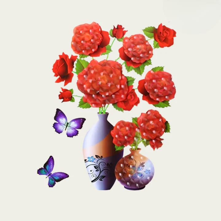 Decoração de parede autocolante com autocolantes de flores e borboletas | ribuella
