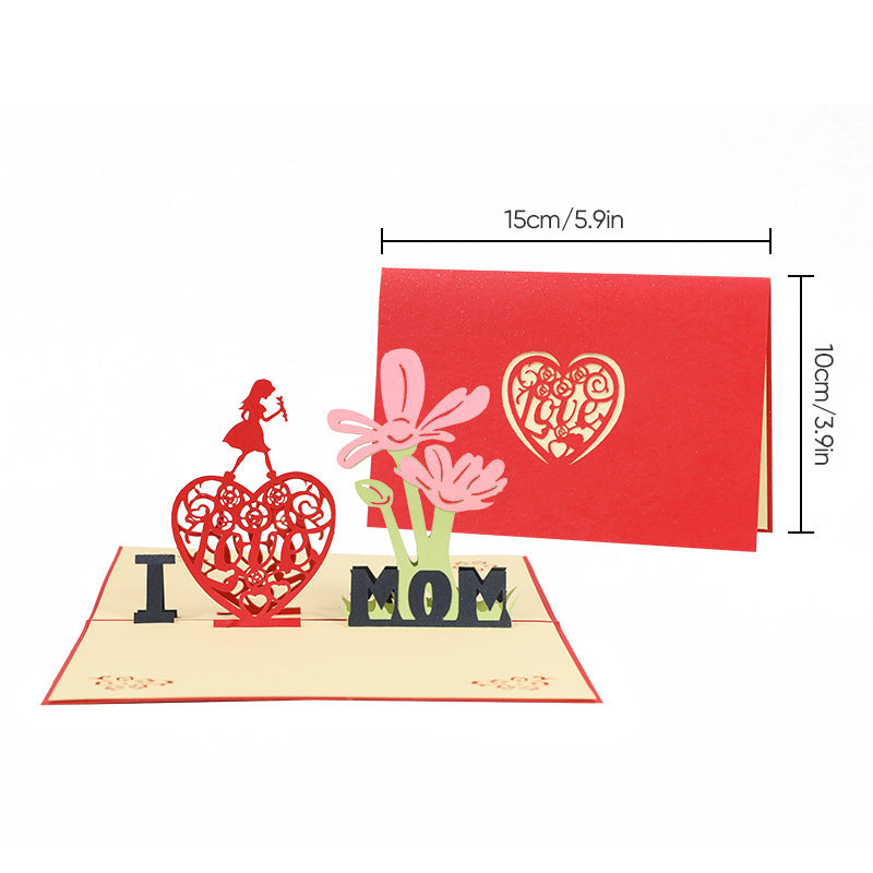 3D-pop-up-kort till mors dag med blommotiv, minnessak och detaljerad blommande design