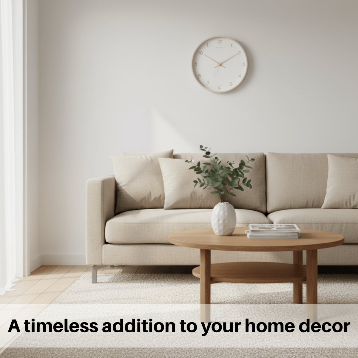 Serenewood 25 cm Wooden Wall Clock Quiet Battery Operated