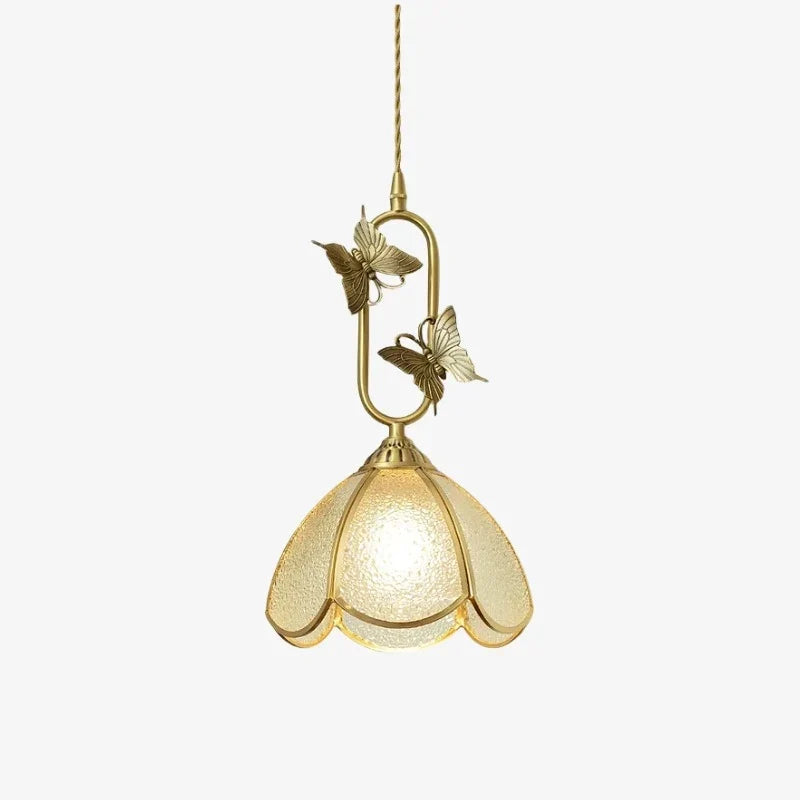 Vintage French Copper Butterfly Pendant Lamp