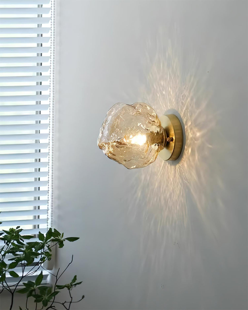 Forte Wall Lamp, Irregular Silhouette Shade, Hardwired Lighting, Gold Amber Smoke Gray