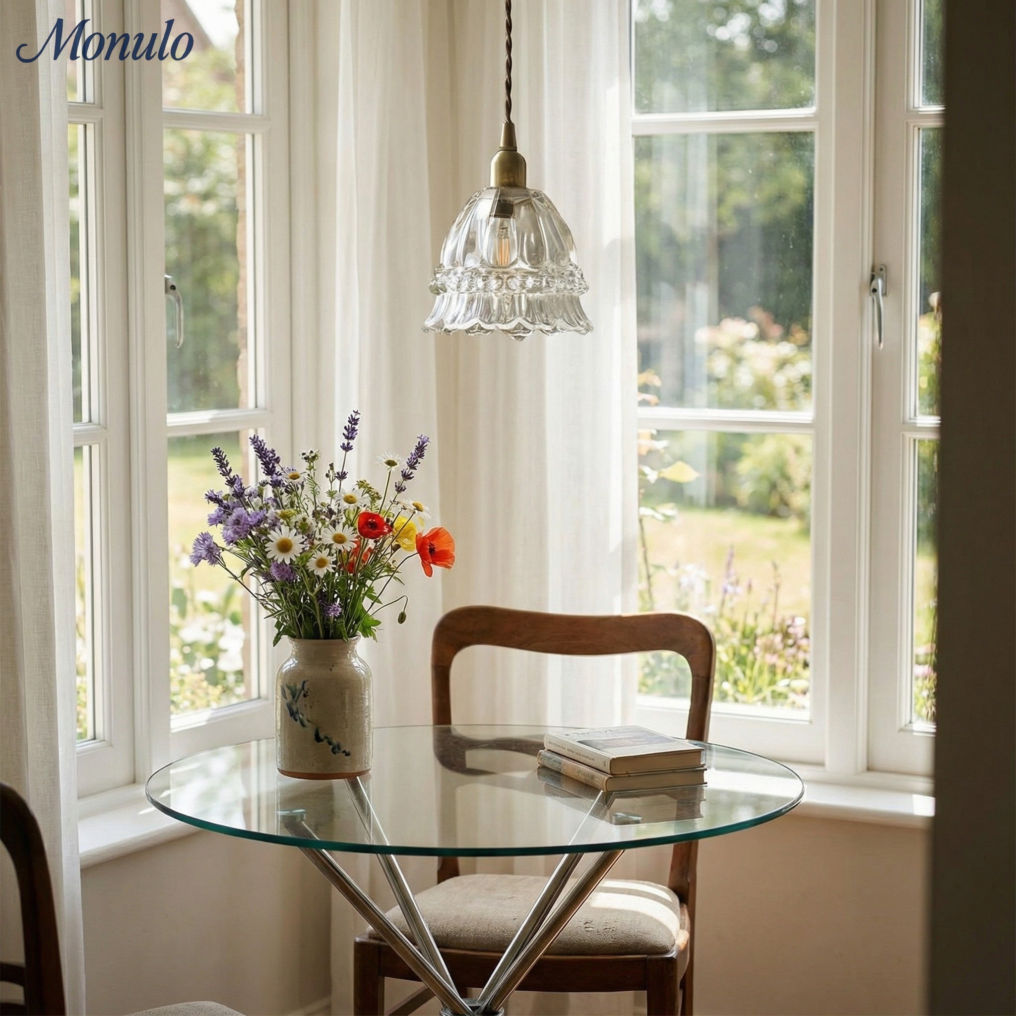 Glass Jellyfish Pendant Light M38, French Pastoral, Compact