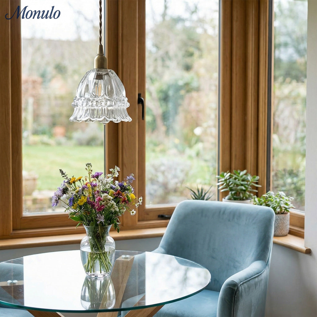 Glass Jellyfish Pendant Light M38, French Pastoral, Compact