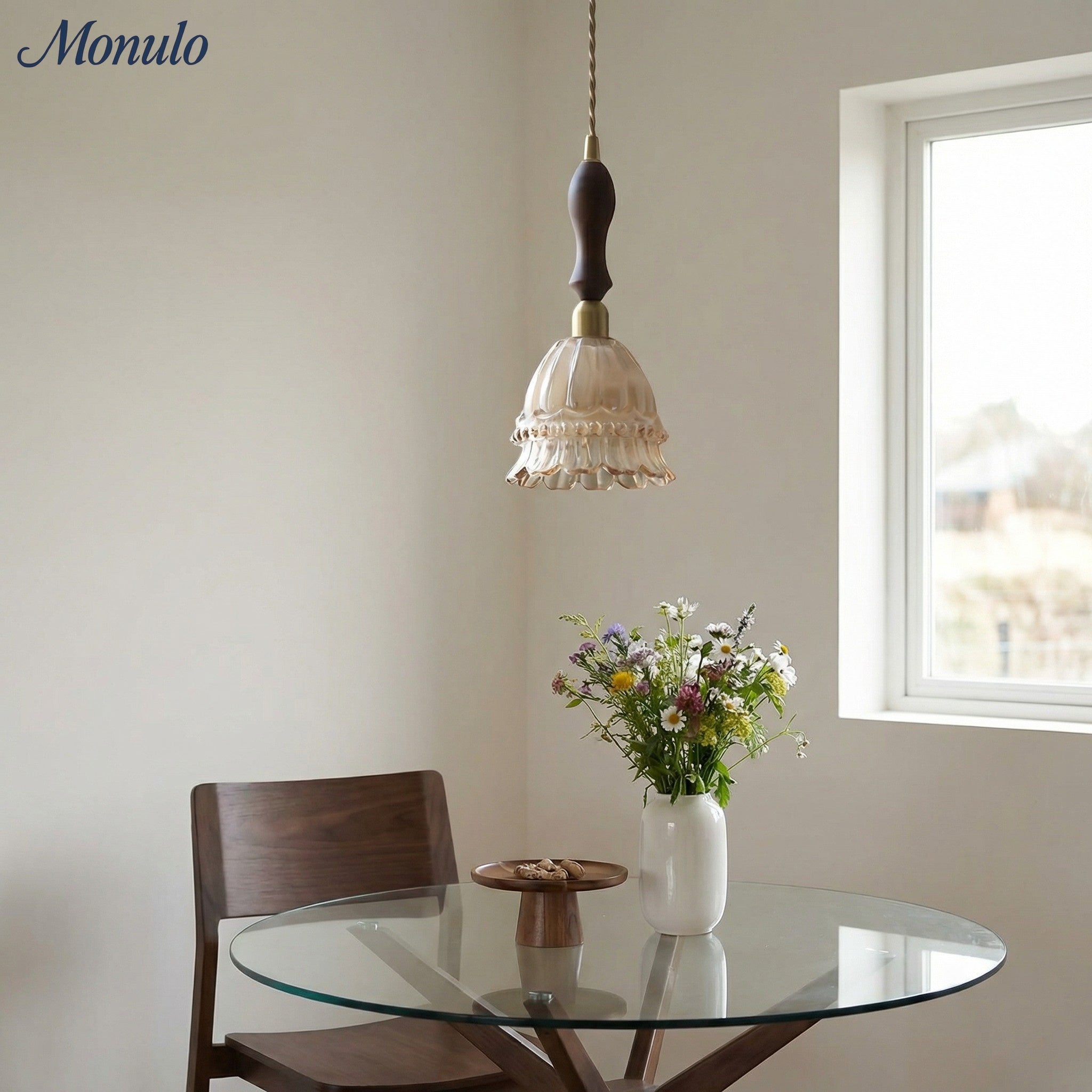 Glass Jellyfish Pendant Light M38, French Pastoral, Compact