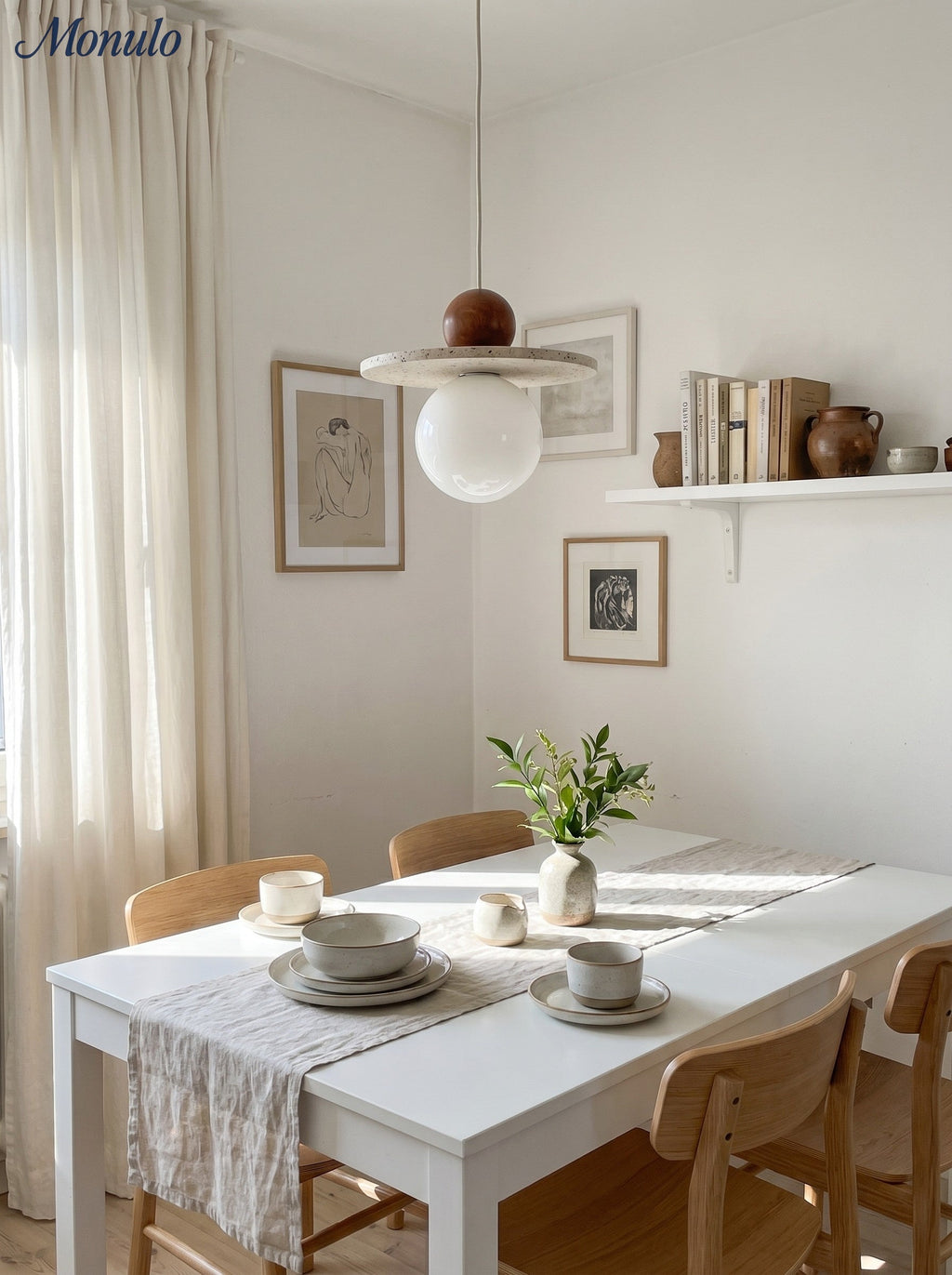 Flying Disc Pendant Light — Sculpted Stone Shade Direct Downlight