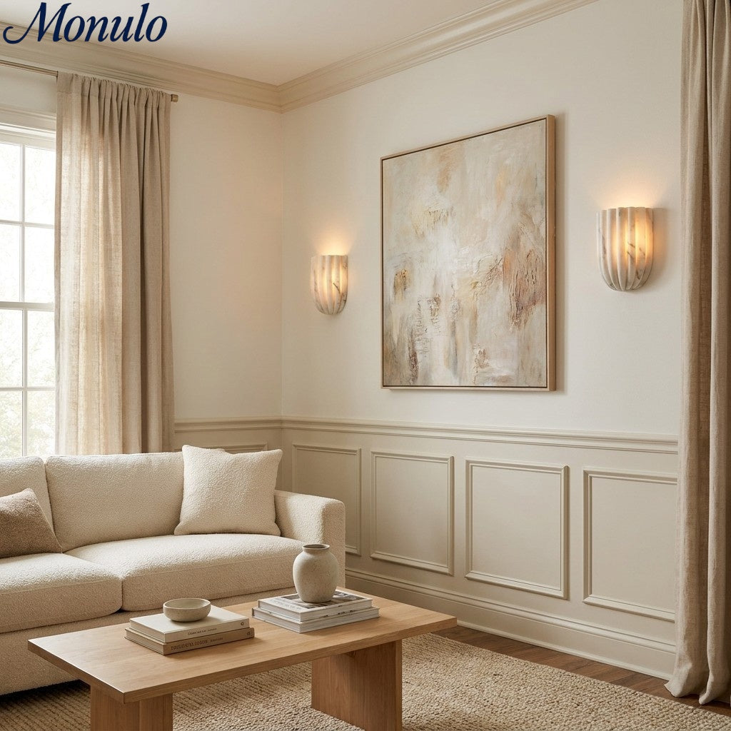 Fluted Glass Wall Lamp - Vertical Ribbed Shade, Warm Ambient Glow