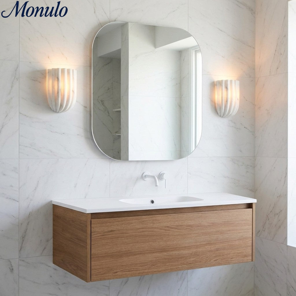 Fluted Glass Wall Lamp - Vertical Ribbed Shade, Warm Ambient Glow