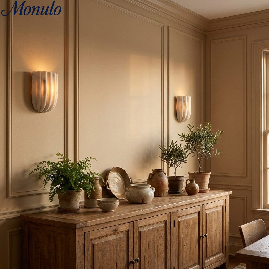 Fluted Glass Wall Lamp - Vertical Ribbed Shade, Warm Ambient Glow