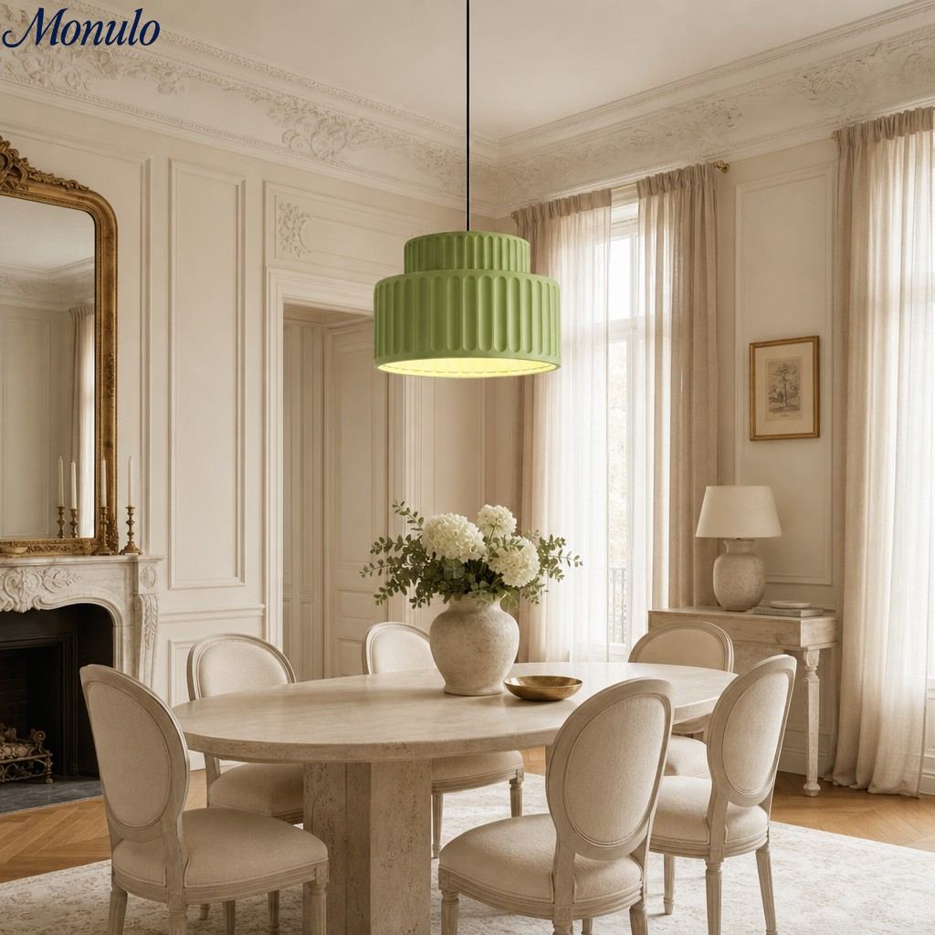 Fluted Resin Drum Pendant Light, Nordic Minimalist Textured Shade