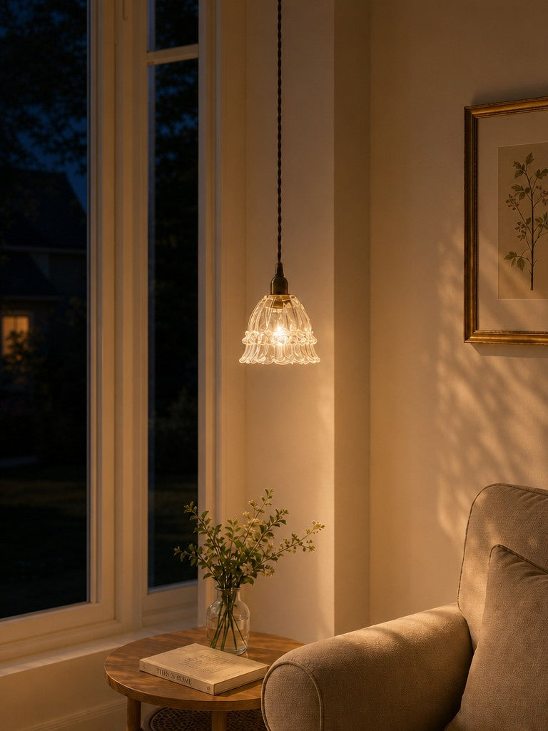 Glass Jellyfish Pendant Light M38, French Pastoral, Compact