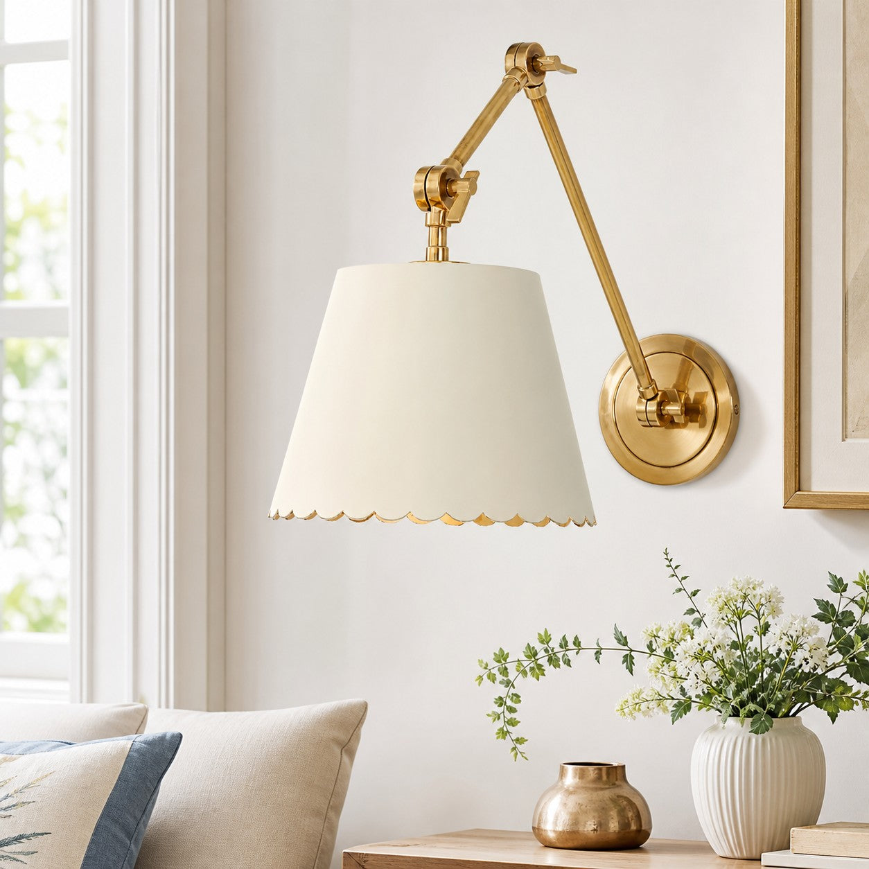 Foldray Scalloped Drum Wall Sconce - Modern Rustic Compact Wall Light