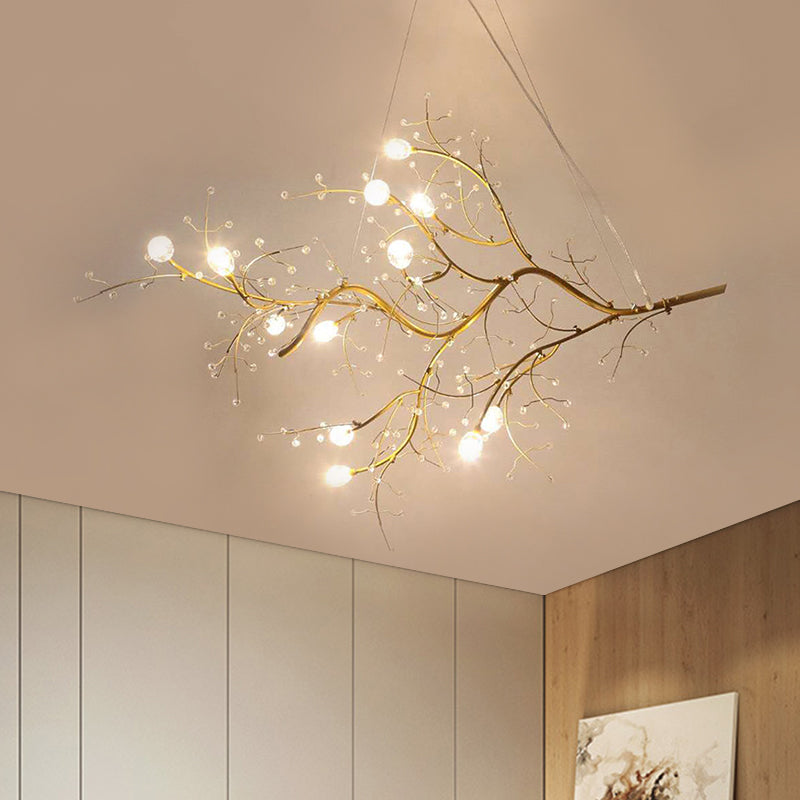 Olivia Romantic Art Deco Pendant Light With Crystal Branches