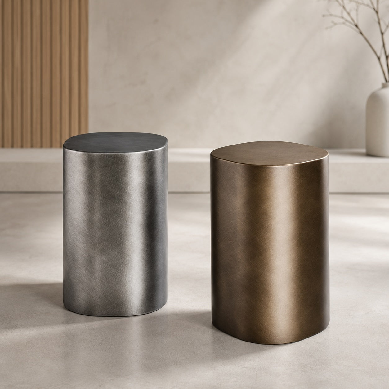 Contemporary Small Side Table with Irregular Top and Hand-Brushed Steel Finish for Versatile Spaces | ribuella