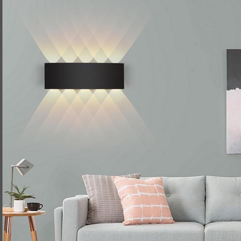 Tronix Rectangular Metal Outdoor Wall Lamp, Black White Water-Wave