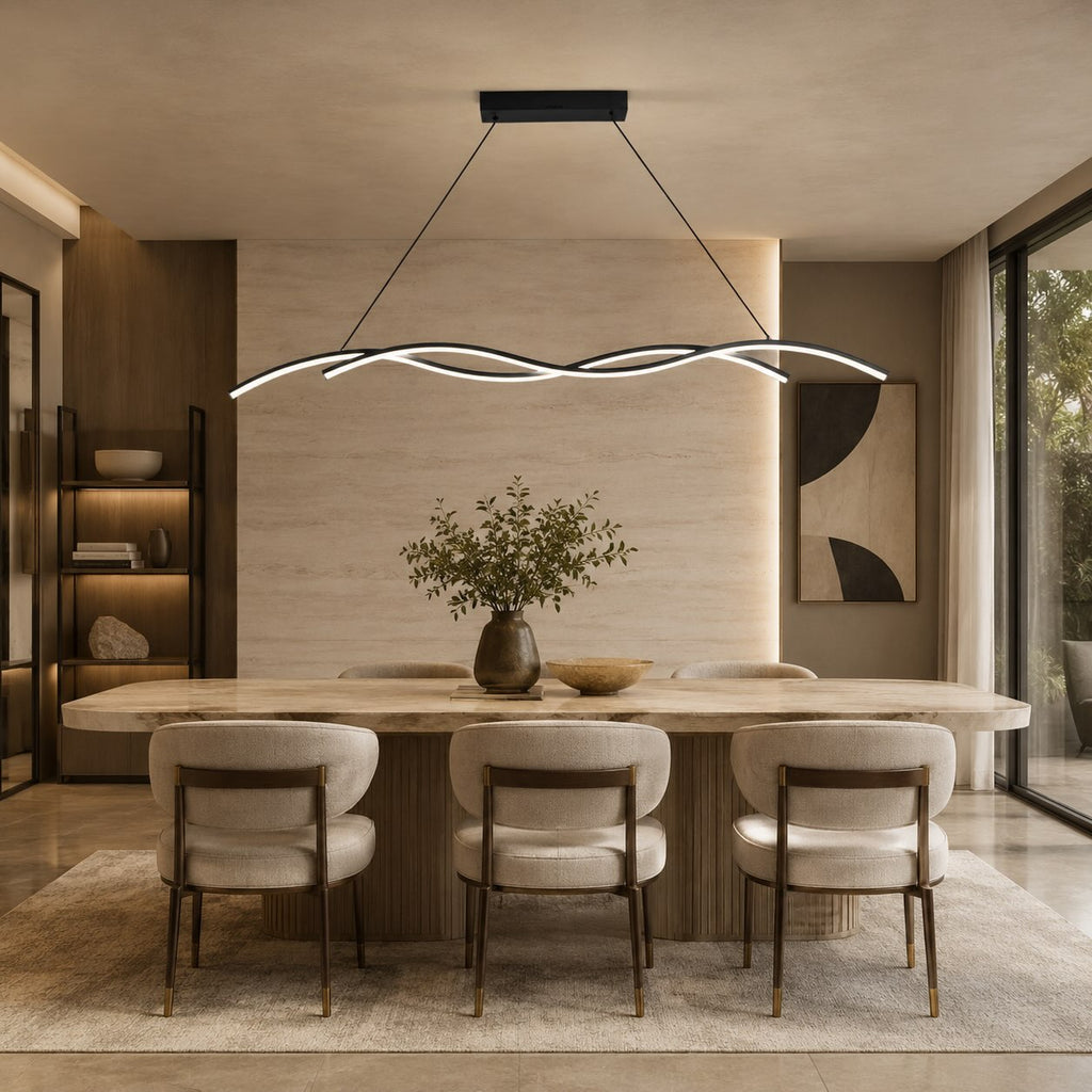 Modern Black Pendant Light Hanging Aluminum Adjustable Dimmable LED for Kitchen Island | ribuella