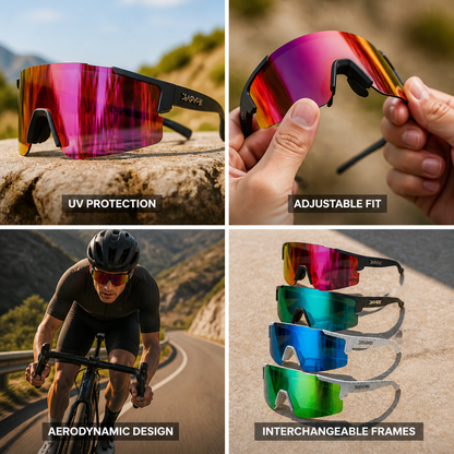 UV-Protective Aerodynamic Cycling Sunglasses (Adjustable Fit) | ribuella