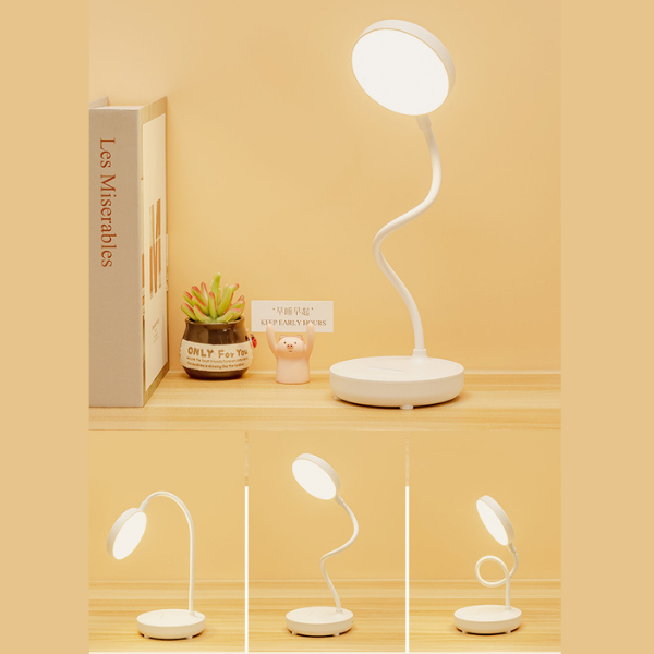 Moderne LED-skrivebordslampe, justerbar lysstyrke og fleksibel hals