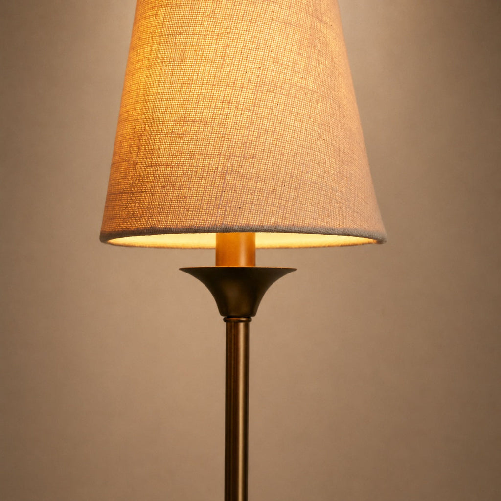 Large Round Chandelier with Off-White Shades – Brass or Bronze | ribuella