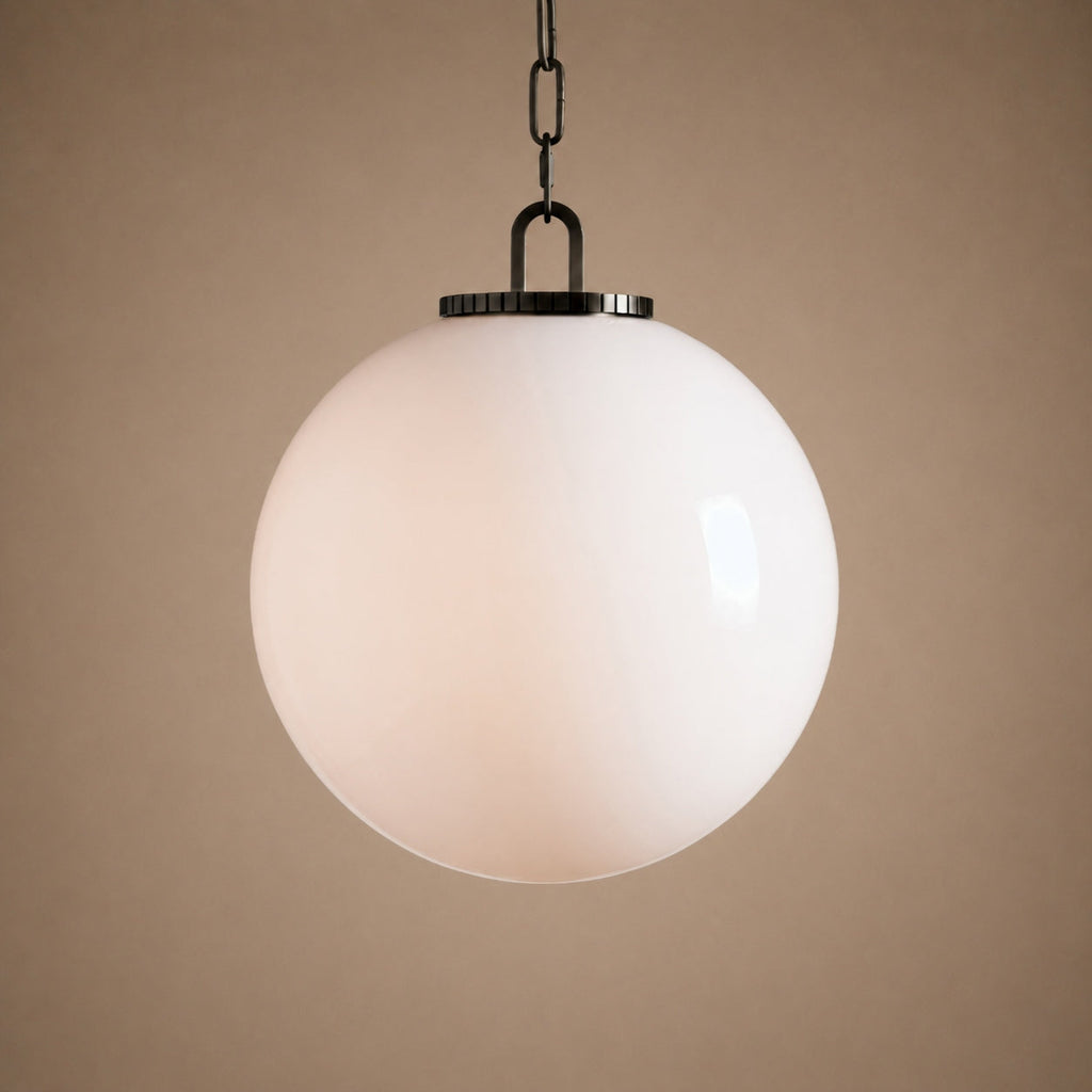 Modern Glass Globe Pendant Light with Chain – Brass or Bronze, Clear or Milk Glass | ribuella
